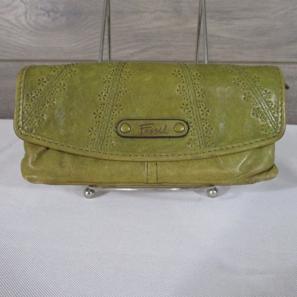 Fossil Green Tooled Leather Wallet